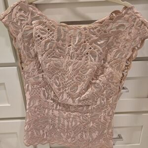 Elegant Escada Lace Rose Gold Short Sleeved Blouse